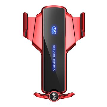P9 Electric Locking Car Air Outlet Phone Holder 15W Wireless Charger Universal Cellphone Bracket - Rouge