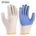 12 paires de gants de jardinage antidérapants en fil de coton - blanc