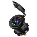 Prise de recharge USB 12V/24V avec affichage de la tension pour voiture, bateau, moto et camion