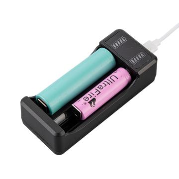 Chargeur USB 2 places pour batterie Li-ion intelligente - 3.7V/4.2V - Noir