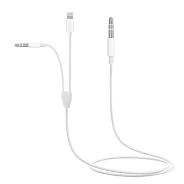 Câble Audio 2-en-1 3.5mm AUX MH030 - 1m - iOS, Android - Blanc