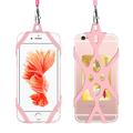 Courroie de cou 2-en-1 avec étui en silicone pour Smartphone - 6.5" - Rose