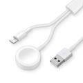 Câble de recharge USB-A 2 en 1 pour iPhone et Apple Watch - 1m - Blanc