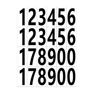 24 Pcs. Numéro de maison autocollant en feuilles - 2.5x5cm - Blanc / Noir