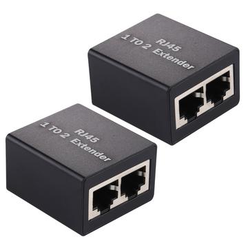 Set 1 to 2 RJ45 Splitter Connector Inline LAN Plugs Ethernet Cable Extender Adapter - 2 Pièces