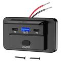 Chargeur à 3 ports pour montage sur panneau, pour camping-cars, bateaux et camions - Noir