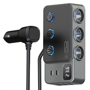 Chargeur de voiture 3-en-1 à charge rapide PD 35W - Adaptateur allume-cigare 120W et 5 ports USB - Noir