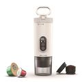 Machine à espresso portable 3-en-1 avec capsules Nespresso/DolceGusto et café en poudre - Blanc