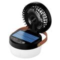 Ventilateur de camping solaire 3-en-1 avec lampe et batterie externe de 3000mAh - Noir