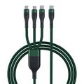 Câble de charge USB-C 3-en-1 - Micro USB, USB-C et Lightning - 1.2m - Vert / Noir