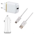Kit Charge MicroUSB Universel 3-en-1 - Blanc