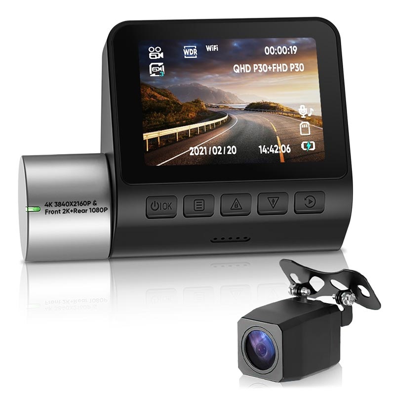Caméra de Tableau de Bord 4K WiFi Rotative 360 & Caméra Arrière