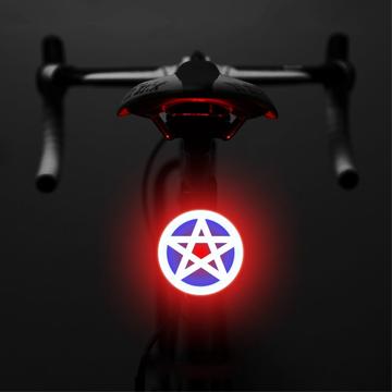 3664 feu arrière de vélo créatif IPX2 étanche petit vélo support de lumière LED chargement USB pour le cyclisme en plein air - Étoile à cinq branches