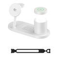 Station de recharge sans fil magnétique 4-en-1 Qi 2.2 de 25W avec veilleuse - Blanc
