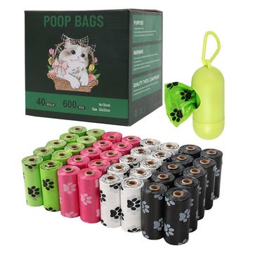 40 Rouleaux de sacs à crottes jetables pour chiens avec distributeur - Couleurs variées - 600 Pcs.