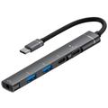 Hub USB-C multifonctionnel 5-en-1 en alliage d'aluminium - Gris