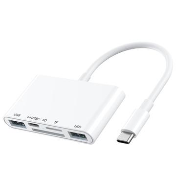Hub USB-C 5-en-1 / lecteur de cartes pour iPhone, MacBook, appareils USB-C - Blanc