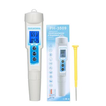 pH-mètre 5-en-1 Léger, durable, étanche et multifonctionnel TDS / EC / pH / Salinité / Température Testeur de qualité de l\'eau