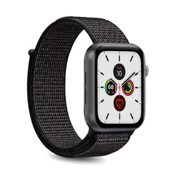 Apple Watch Ultra 2/Ultra/9/8/SE (2022)/7/SE/6/5/4/3/2/1 Puro Nylon Sport Strap - 49mm/45mm/44mm/42mm - Noir