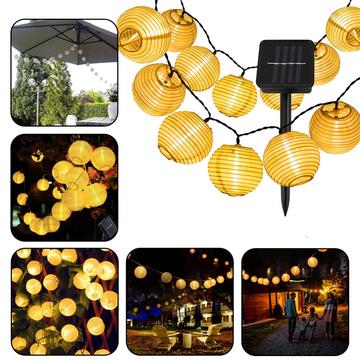 20 LED Lampe Lanterne Solaire IP65 Etanche Bande Lumineuse Décorative Suspendue pour l\'Extérieur Cour Festival - 5m