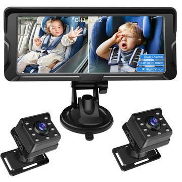 Babyphone 6.8" avec deux caméras HD 1080P avec rotation à 360°