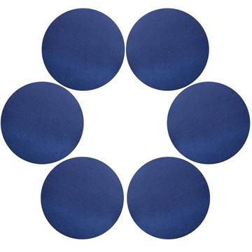 6 Pcs. Sous-verres en cuir PU Ø 10 cm - Bleu foncé