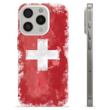 Coque iPhone 15 Pro en TPU - Drapeau Suisse