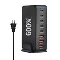 Station de charge de bureau GaN 600W - 8 ports, PD3.1 - Noir