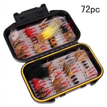 72 Pcs. Ensemble de leurres de pêche à la mouche avec boîte - Hameçons faits à la main pour la pêche