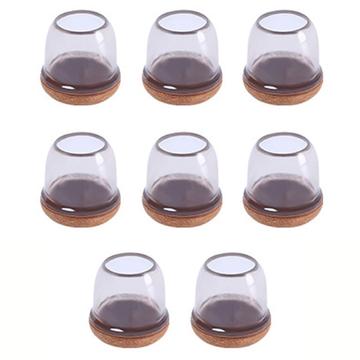 8 Pcs. Couvre-jambes de chaise ronds avec feutre - S - Transparent