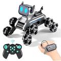 Chien robot à 8 roues avec écran LED, télécommande et commande gestuelle - Argent