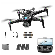 A168 Drone RC sans balais avec double caméra 8K et flux optique - Noir