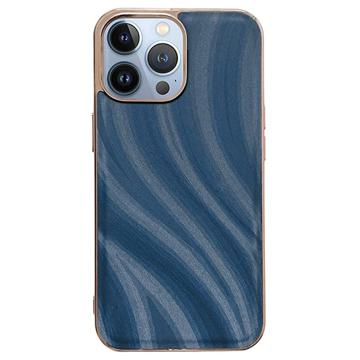 Coque iPhone 14 Pro en TPU Revêtue Série Abstract - Bleu