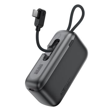 Acefast M27-10000 Mini Power Bank 10000mAh avec câble USB-C - 22.5W - Noir