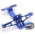 Support de plaque d'immatriculation moto en alliage d'aluminium CNC ajustable Support télescopique avec lumière LED - Bleu