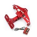 Support de plaque d'immatriculation moto en alliage d'aluminium CNC ajustable Support télescopique avec lumière LED - Rouge