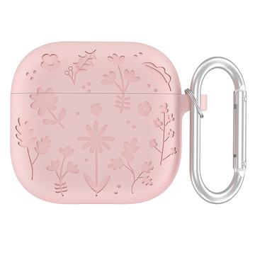 Étui en silicone liquide AirPods 4 avec mousqueton - rose pâle