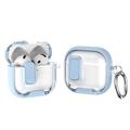 Étui hybride de protection pour AirPods 4 avec serrure et crochet - Bleu clair / transparente