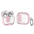 Étui hybride de protection pour AirPods 4 avec verrou et crochet - Rose / Transparente