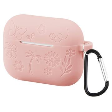 Étui en silicone liquide AirPods Pro 3 avec mousqueton - rose pâle