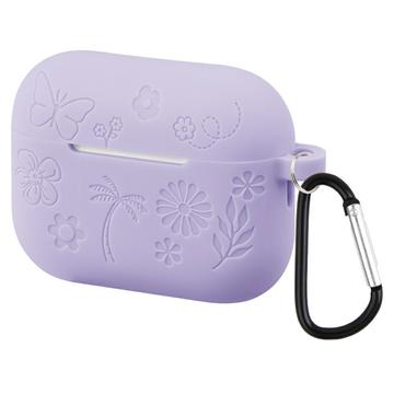 Étui en silicone liquide AirPods Pro 3 avec mousqueton - violet clair