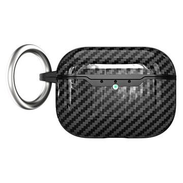 Étui AirPods Pro 3 en TPU avec Mousqueton - Fibre de Carbone - Noir