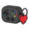 AirPods Pro 3 Étui en plastique style console de jeu vintage avec pendentif en forme de cœur - Noir