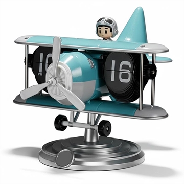 Horloge de bureau à rabat pour avion avec affichage mécanique de l\'heure - Bleu