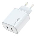 Chargeur double USB-C Amorus PD 45 W GaN – Blanc