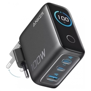 Chargeur mural Anker 100W GaN avec écran intelligent - Gris