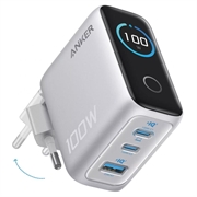 Chargeur mural Anker 100W GaN avec écran intelligent - Argent