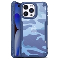 Coque Hybride iPhone 15 Pro Antichoc - Camouflage - Bleu