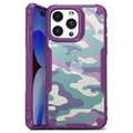 Coque Hybride iPhone 15 Pro Max Antichoc - Camouflage - Violet