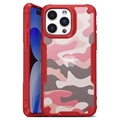 Coque Hybride iPhone 15 Pro Max Antichoc - Camouflage - Rouge